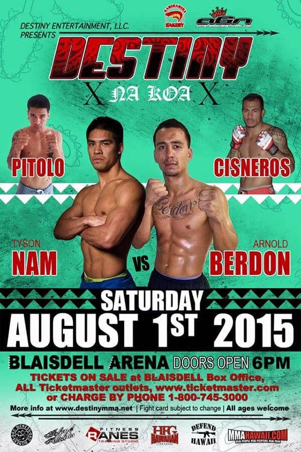 Professional Cage Fighting at the Blaisdell Arena Destiny MMA presents Na Koa 10