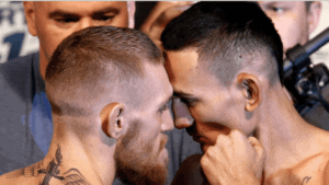Pre Fight Faceoff of between Cornor McGregor and Hawaiian Max Holloway