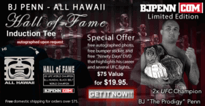 BJPENN Hale of Fame memrobilia offer
